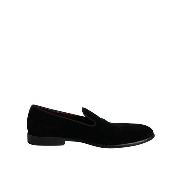 Dolce & Gabbana Black Velvet Loafers Formal Men Dress Men's Shoes (Pre-Owned)